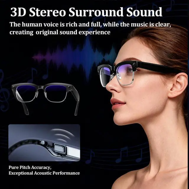 Alt view image 6 of 7 - AI Smart Glasses with Camera, 8MP Anti-Shake Bluetooth Camera Glasses | 1080P Video Recording Dual Mic Noise Reduction, Real Time Translation&Simultaneous Interpretation, 290mAh Capacity(W630)