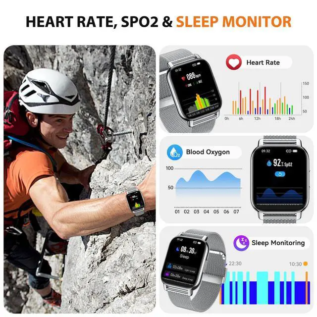Alt view image 3 of 7 - Smart Watch for Women(3 Bands), Fitness Tracker with Bluetooth Calls & AI Voice Control, 1.85 HD Screen, Heart Rate/SpO2 Monitor, Sleep Tracker, Compatible with Android iOS (Silver)