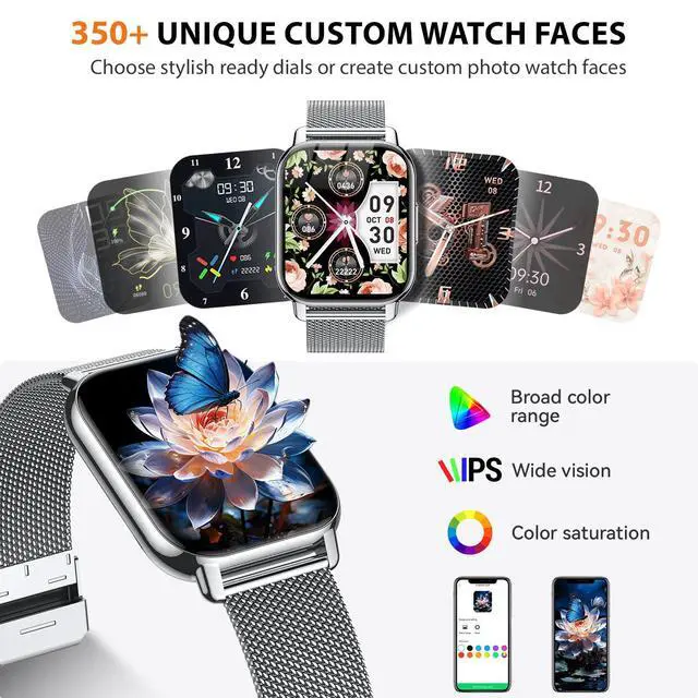 Alt view image 6 of 7 - Smart Watch for Women(3 Bands), Fitness Tracker with Bluetooth Calls & AI Voice Control, 1.85 HD Screen, Heart Rate/SpO2 Monitor, Sleep Tracker, Compatible with Android iOS (Silver)