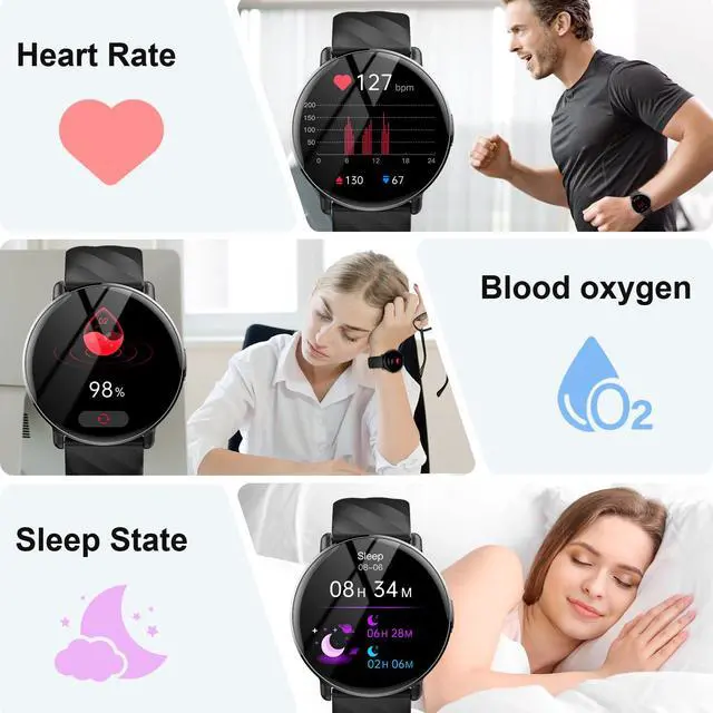 Alt view image 3 of 7 - Smartwatch for Men Women with ChatGPT AI Assistant, 1.39" HD Touch Screen Fitness Watch with Bluetooth Call, 112+ Sport Modes Activity Tracker USB-C Fast Charging, IP68 Waterproof for Android iOS