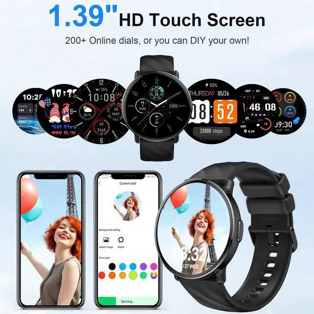 Alt view image 6 of 7 - Smartwatch for Men Women with ChatGPT AI Assistant, 1.39" HD Touch Screen Fitness Watch with Bluetooth Call, 112+ Sport Modes Activity Tracker USB-C Fast Charging, IP68 Waterproof for Android iOS