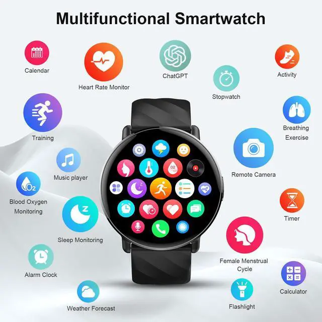Alt view image 7 of 7 - Smartwatch for Men Women with ChatGPT AI Assistant, 1.39" HD Touch Screen Fitness Watch with Bluetooth Call, 112+ Sport Modes Activity Tracker USB-C Fast Charging, IP68 Waterproof for Android iOS
