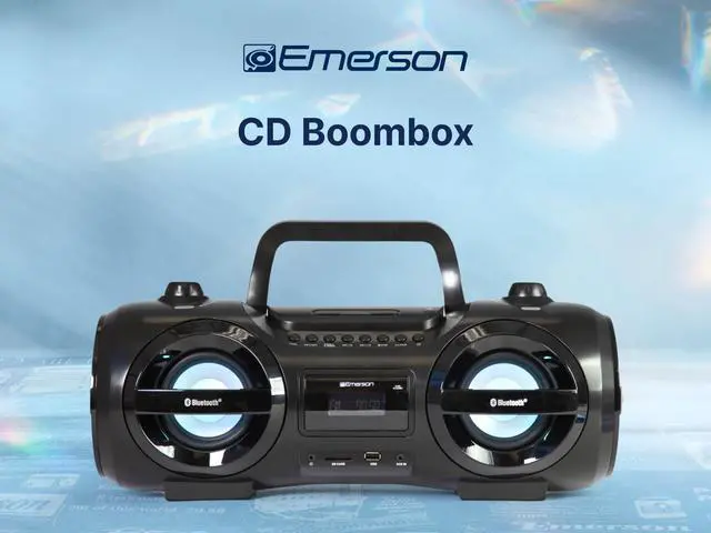 Alt view image 2 of 7 - EPB-3005 Retro Portable Boombox CD Player, AM/FM Radio, Bluetooth, USB, LED Display, Aux-in, Headphone Jack, Battery or AC Powered, Classic Entertainment for Home & Outdoors
