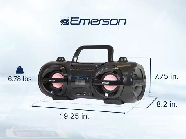 Alt view image 3 of 7 - EPB-3005 Retro Portable Boombox CD Player, AM/FM Radio, Bluetooth, USB, LED Display, Aux-in, Headphone Jack, Battery or AC Powered, Classic Entertainment for Home & Outdoors