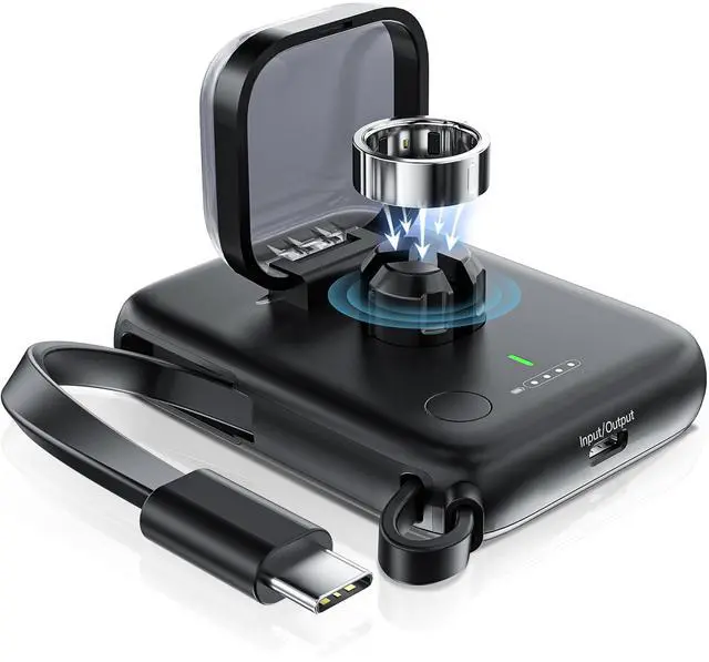 Main image of Portable Charging Case for Oura Ring Gen 4, Smaller 5000mAh Fast Charging Power Bank with USB-C Cable,Travel Keychain Battery Pack for iPhone Air/17/16/15/ Galaxy