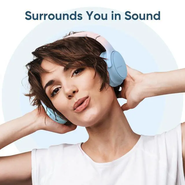 Alt view image 2 of 6 - Wireless Headphones, Bluetooth Over Ear Headsets with Microphone, Hi-Fi Audio, 60H Playtime, Touch Control, Foldable Lightweight, On-Ear Headphones for Girls Women, Travel, Work
