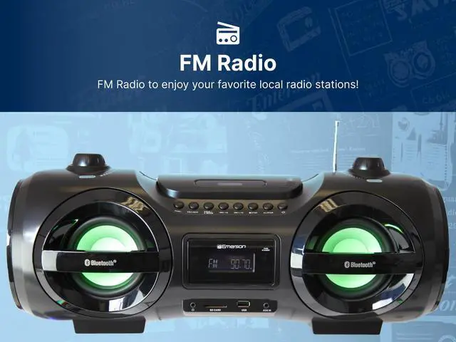 Alt view image 5 of 7 - EPB-3005 Retro Portable Boombox CD Player, AM/FM Radio, Bluetooth, USB, LED Display, Aux-in, Headphone Jack, Battery or AC Powered, Classic Entertainment for Home & Outdoors