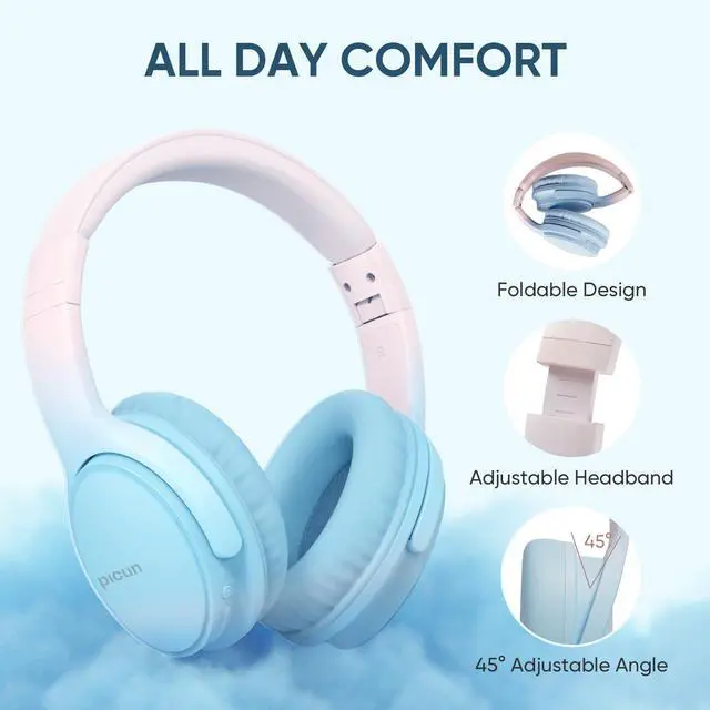 Alt view image 4 of 6 - Wireless Headphones, Bluetooth Over Ear Headsets with Microphone, Hi-Fi Audio, 60H Playtime, Touch Control, Foldable Lightweight, On-Ear Headphones for Girls Women, Travel, Work