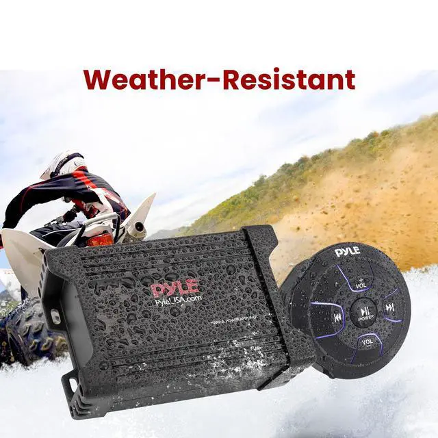 Alt view image 6 of 7 - Waterproof Bluetooth Marine Amplifier Receiver - Weatherproof 2 Channel Wireless Amp for Stereo Speaker with 600 Watt Power, Wired RCA, AUX and MP3 Audio Input Cable - (Black)
