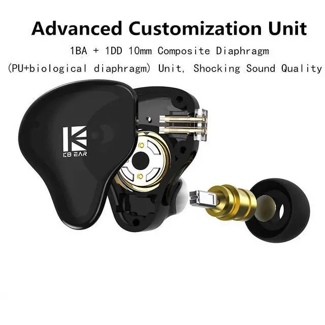 Alt view image 2 of 7 - KBEAR KS2 iem, in Ear Monitor Headphones Hybrid 1BA 1DD Wired Earbuds Stereo Bass HiFi IEM Earphone Noise Cancelling High Resolution with Detachable Cable for Running Gaming Sport(Without Mic, Green)