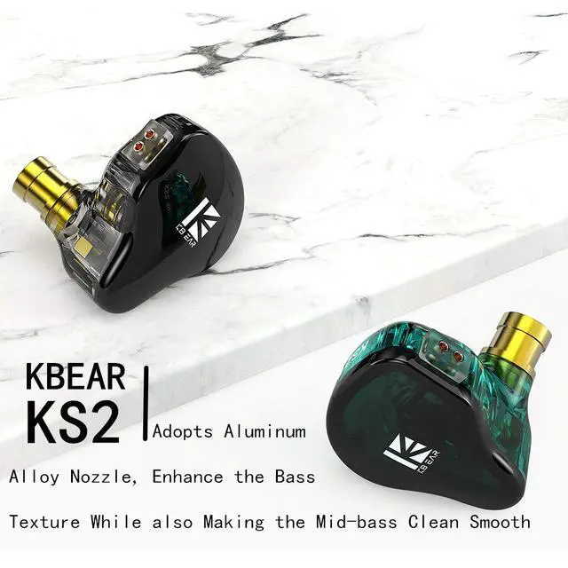Alt view image 4 of 7 - KBEAR KS2 iem, in Ear Monitor Headphones Hybrid 1BA 1DD Wired Earbuds Stereo Bass HiFi IEM Earphone Noise Cancelling High Resolution with Detachable Cable for Running Gaming Sport(Without Mic, Green)