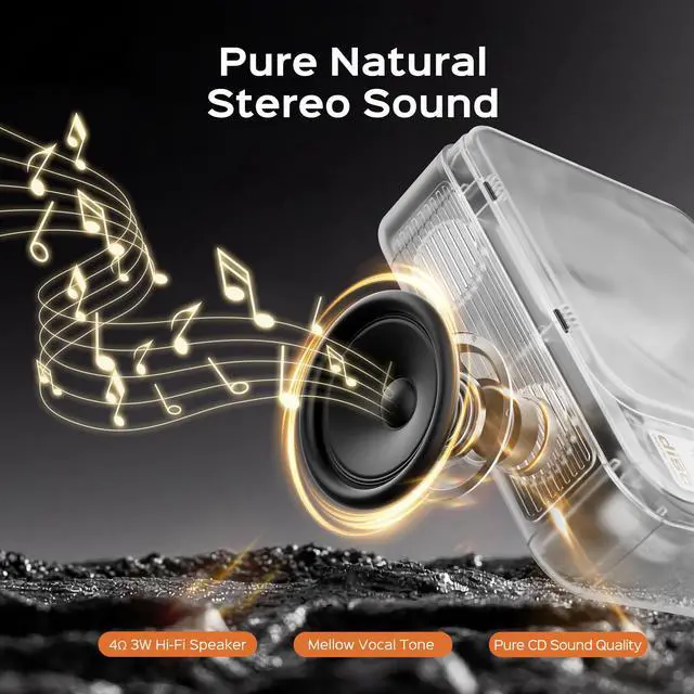 Alt view image 7 of 7 - Portable CD Player with Bluetooth, 2000mAh Small CD Player for Home | Desktop CD Player with Speaker Supports CD/USB/Bluetooth/AUX-Output, Remote Control, Gift for Family/Friends