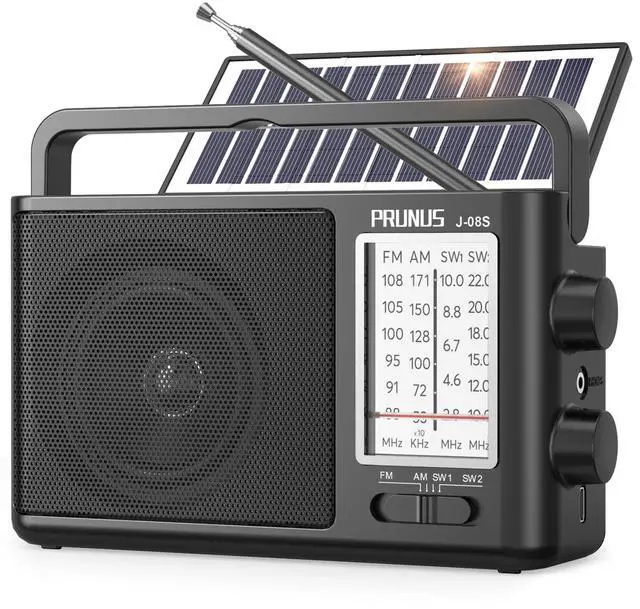 Main image of J08 Portable Radio AM FM with Solar, Battery and USB Charging | Loud Speaker, Excellent Reception, Big Knobs Easy to Use for Senior, for Indoor and Outdoor, Transistor Radio