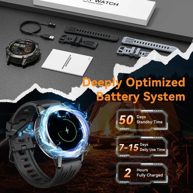 Alt view image 6 of 6 - Smart Watch for Men Fitness Tracker: Smart Watches for Android Phones iPhone Bluetooth Waterproof Make Answer Call Digital Mens Watches Heart Rate Monitor Running Smartwatch Samsung Compatible