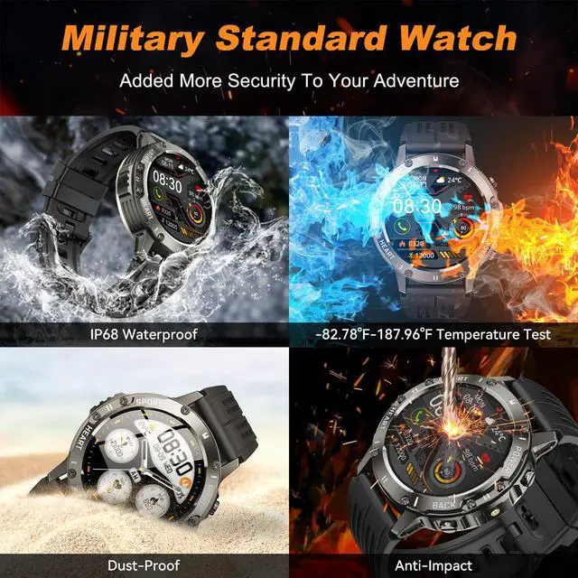Alt view image 5 of 6 - Smart Watch for Men Fitness Tracker: Smart Watches for Android Phones iPhone Bluetooth Waterproof Make Answer Call Digital Mens Watches Heart Rate Monitor Running Smartwatch Samsung Compatible