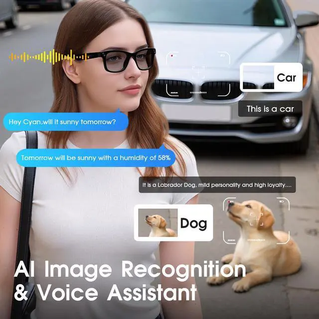Alt view image 5 of 7 - AI Smart Glasses with Camera, 8MP HD Camera Glasses for Men Women | 1080P Video Glasses, Real-Time Translation, Object Recognition, Photochromic Lenses, IP65 Waterproof, Travel, Work, Vlog