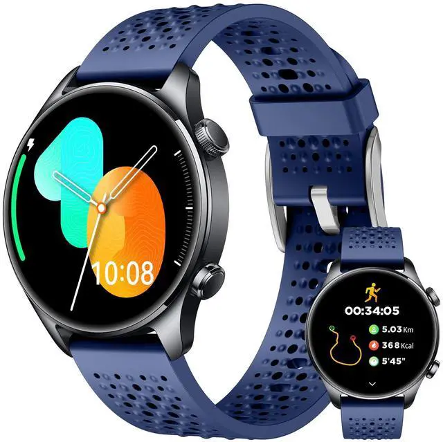 Main image of GPS Smart Watch for Men Android iPhone, 30m Waterproof Outdoor Watch Blue | Men's Fitness Watch Bluetooth Call, 1.43" AMOLED Round Display, Heart Rate/Sleep/SpO2 Monitor, 100+ Sport Modes