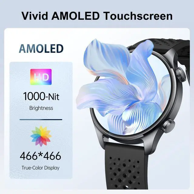 Alt view image 3 of 5 - GPS Smart Watch for Men Android iPhone, 30m Waterproof Outdoor Watch Blue | Men's Fitness Watch Bluetooth Call, 1.43" AMOLED Round Display, Heart Rate/Sleep/SpO2 Monitor, 100+ Sport Modes