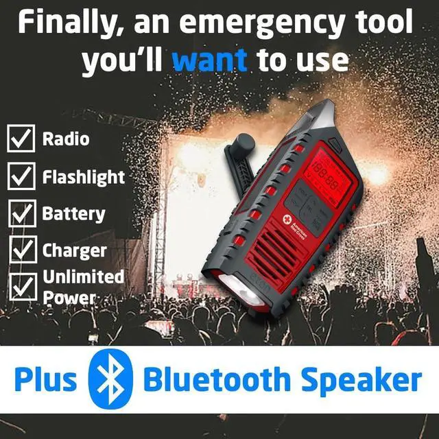 Alt view image 2 of 7 - Odyssey Multi-Powered All-Band Bluetooth Emergency Radio with RDS, Red