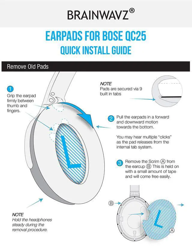 Alt view image 6 of 7 - Replacement Earpads for Bose QuietComfort QC 15 25 35 Premium Ear Pads QC15 QC25 QC35 AE2 & SoundLink, Memory Foam, Soft & Long Lasting by