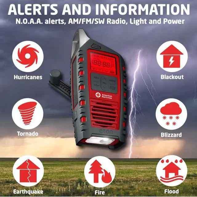 Alt view image 3 of 7 - Odyssey Multi-Powered All-Band Bluetooth Emergency Radio with RDS, Red