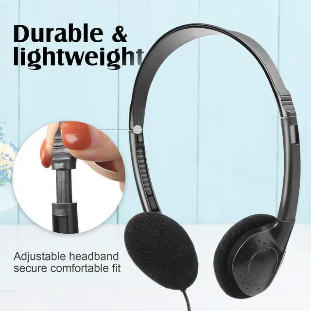 Alt view image 5 of 7 - 20 Pack Headphones Bulk Libraries Wired on Ear Headphones Over The Head Earphones for Boys Girls Adults(Black)