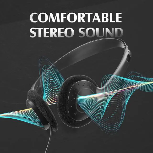 Alt view image 3 of 7 - 20 Pack Headphones Bulk Libraries Wired on Ear Headphones Over The Head Earphones for Boys Girls Adults(Black)