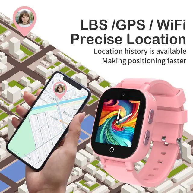 Alt view image 3 of 7 - 4G Kids Smart Watches Girls with GPS Tracker & Video Calling Texting, Kids Cell Phone Watch Age 4-12, Waterproof One-Key SOS Call Voice Chat Camera Alarm Pedometer GPS Tracker Watch