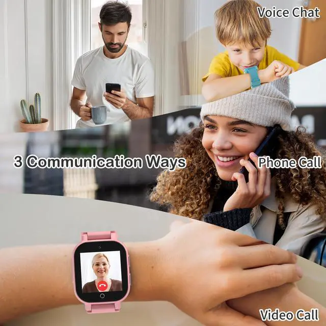 Alt view image 4 of 7 - 4G Kids Smart Watches Girls with GPS Tracker & Video Calling Texting, Kids Cell Phone Watch Age 4-12, Waterproof One-Key SOS Call Voice Chat Camera Alarm Pedometer GPS Tracker Watch