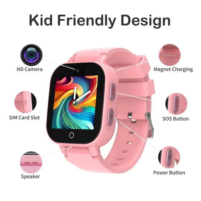Alt view image 7 of 7 - 4G Kids Smart Watches Girls with GPS Tracker & Video Calling Texting, Kids Cell Phone Watch Age 4-12, Waterproof One-Key SOS Call Voice Chat Camera Alarm Pedometer GPS Tracker Watch