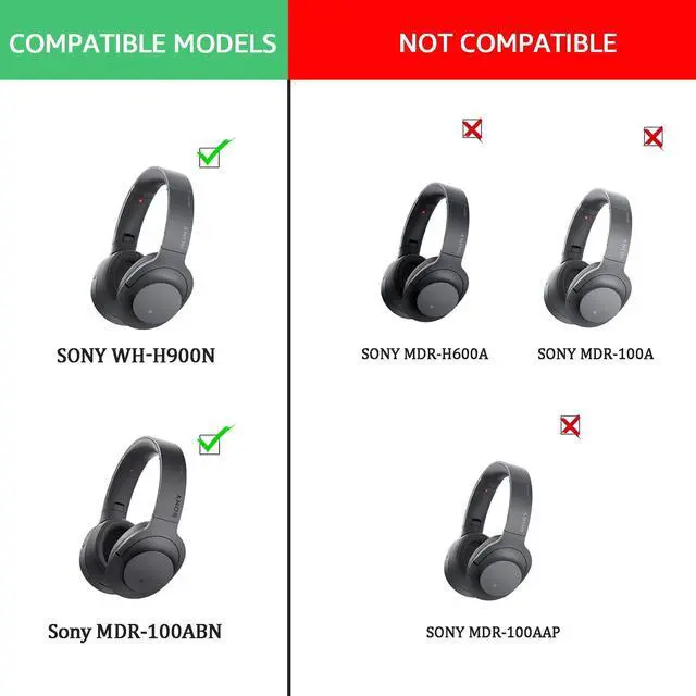 Alt view image 2 of 7 - Replacement Earpads for Sony WH-H900N h.Ear on 2 & Sony MDR-100ABN Headphones, Sony Headphone Cushions Compatible with Sony 900N, Sony WH H900N earpads with Soft Foam Leather(Grey)