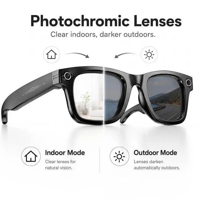 Alt view image 6 of 7 - AI Smart Glasses with Camera,Photo Capture &4k Video Recording Glasses,Real-Time Translation, Open-Ear Audio, Object Recognition,Camera Sunglasses with AI Assistant for Vlogging, Travel, Running