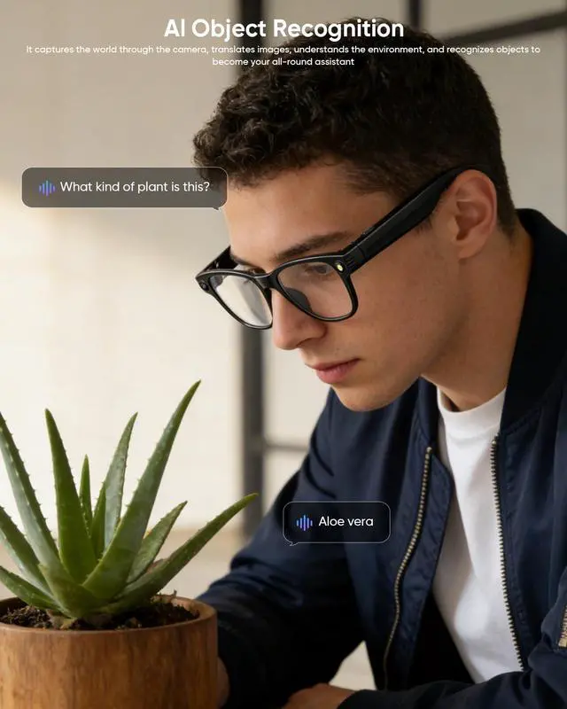 Alt view image 5 of 7 - AI Smart Glasses with Camera 4K for Men & Women, 800W Anti-Shake Camera Glasses with Chat GPT, Video Recording Dual Mic,Bluetooth Translation Glasses with 160+ Languages,Color-Change Lens -Black