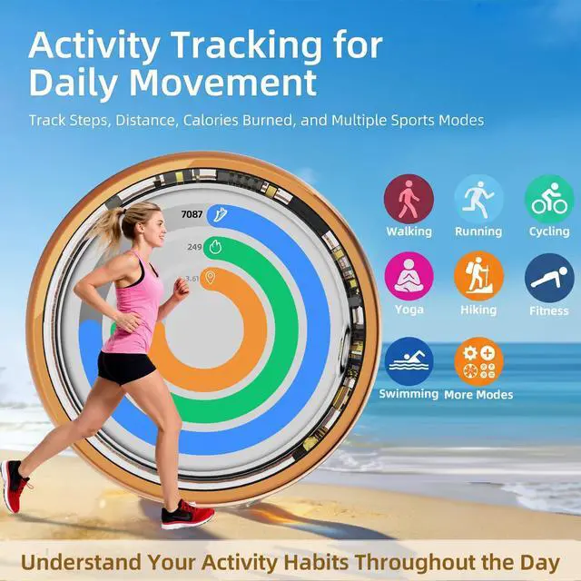 Alt view image 6 of 7 - Smart Ring for Women & Men, Slim Fitness & Health Tracker, IP68(Silver, #8) | 24/7 health tracking, Sports Tracking, Skin temperature, Sleep, Heart rate, SpO, HRV, IP68 Waterproof & No Subscription