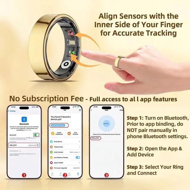 Alt view image 5 of 7 - Smart Ring for Women & Men, Slim Fitness & Health Tracker, IP68(Silver, #8) | 24/7 health tracking, Sports Tracking, Skin temperature, Sleep, Heart rate, SpO, HRV, IP68 Waterproof & No Subscription