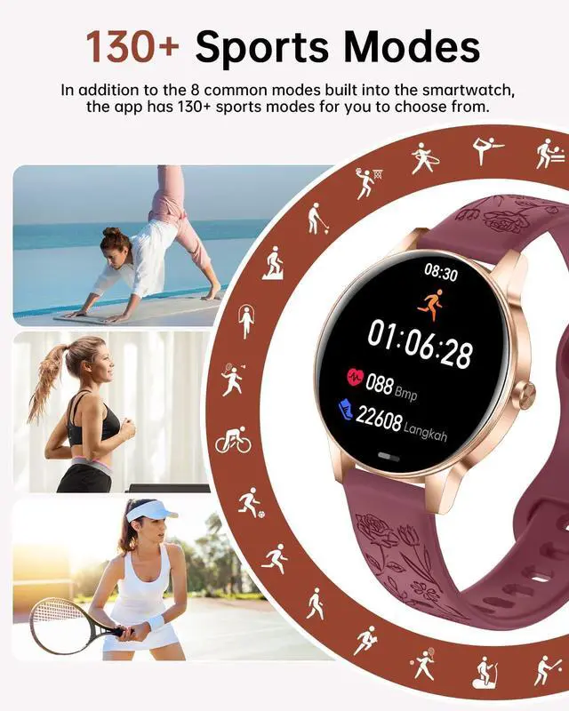 Alt view image 3 of 7 - Smart Watch for Women(Answer/Make Call), 1.27'' Fitness Activity Tracker Watch with 130+ Sports Modes, Heart Rate Sleep Monitor, Pedometer, 41mm Smartwatch for Android iPhone Compatible (ROUND)