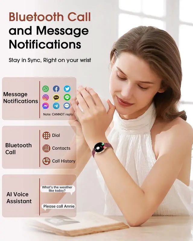 Alt view image 4 of 7 - Smart Watch for Women(Answer/Make Call), 1.27'' Fitness Activity Tracker Watch with 130+ Sports Modes, Heart Rate Sleep Monitor, Pedometer, 41mm Smartwatch for Android iPhone Compatible (ROUND)