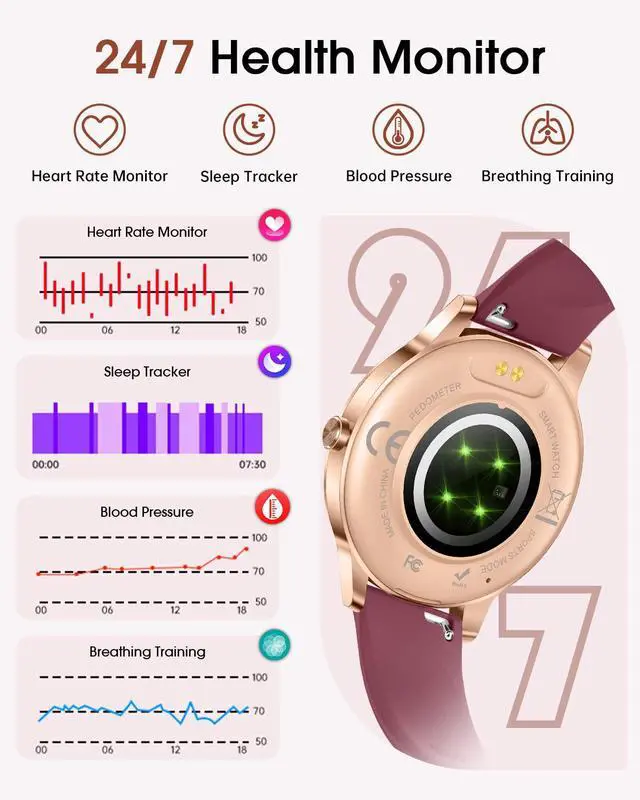 Alt view image 5 of 7 - Smart Watch for Women(Answer/Make Call), 1.27'' Fitness Activity Tracker Watch with 130+ Sports Modes, Heart Rate Sleep Monitor, Pedometer, 41mm Smartwatch for Android iPhone Compatible (ROUND)