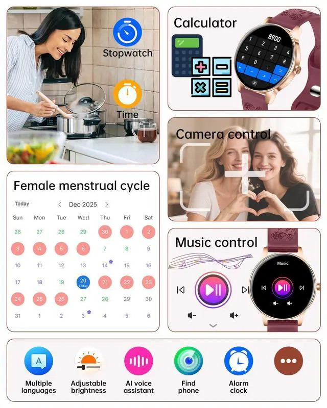 Alt view image 6 of 7 - Smart Watch for Women(Answer/Make Call), 1.27'' Fitness Activity Tracker Watch with 130+ Sports Modes, Heart Rate Sleep Monitor, Pedometer, 41mm Smartwatch for Android iPhone Compatible (ROUND)