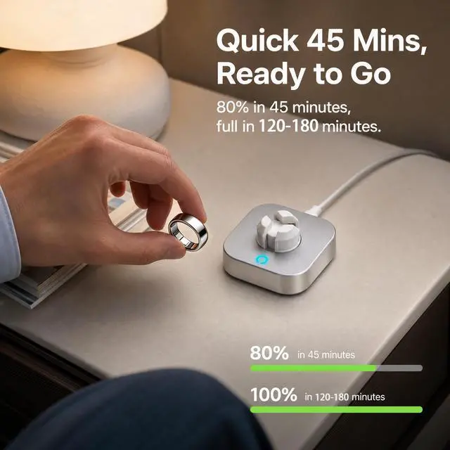 Alt view image 3 of 7 - Charger Compatible with Ou-ra Ring Gen 5: Replacement Charging Dock for Size 6/7/8/9/10/11/12 - Portable Travel Charger with USB-C Cable (Not for Ring Gen 3/4)