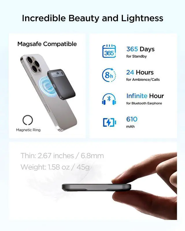 Alt view image 4 of 7 - Notra AI Voice Recorder,3-Mode Capture -Ambient/Phone Call/Bluetooth, AI Transcription&Smart Summary, Support 140+ Languages, 64GB Storage, Magnetic Note Taker for Meetings,Lectures,Interviews