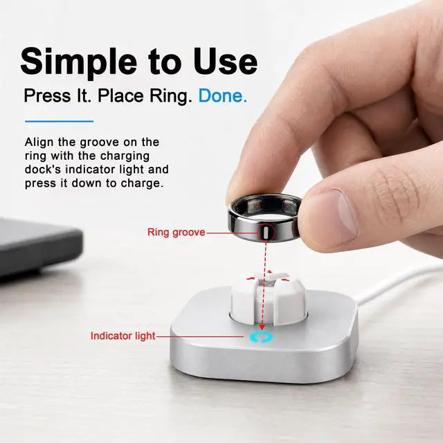 Alt view image 7 of 7 - Charger Compatible with Ou-ra Ring Gen 5: Replacement Charging Dock for Size 6/7/8/9/10/11/12 - Portable Travel Charger with USB-C Cable (Not for Ring Gen 3/4)