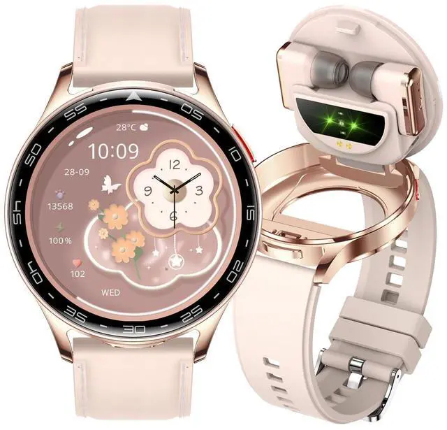 Main image of Smart Watch with Earbuds, 2 in 1 Bluetooth Smartwatch, 1.39" HD IPS Screen Smartwatch for Men Women, Fitness Tracker Long Time Standby Men Women Sports Smart Watch (Pink)