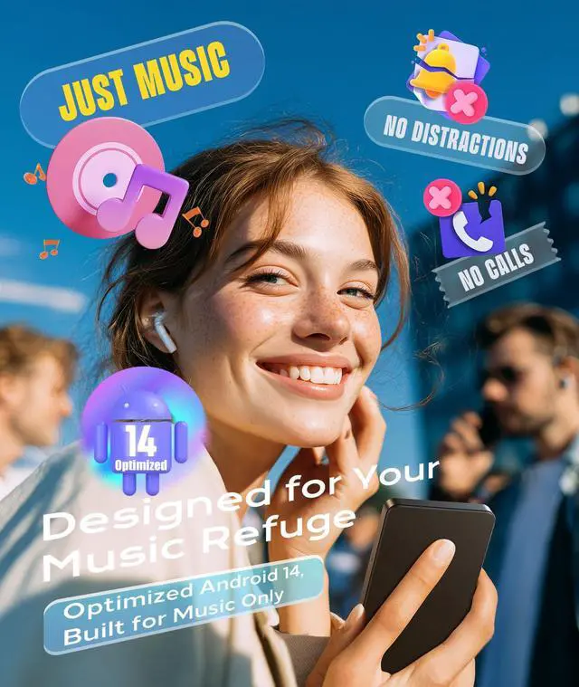 Alt view image 2 of 7 - 128GB MP3 Player with Bluetooth and WiFi, Android 14 MP3 Player for Kids, HiFi Spotify Player with Lossless, 5.5" Touchscreen Portable Music Player, Multi-Format, Parental Lock, 3000mAh, Up to 1TB