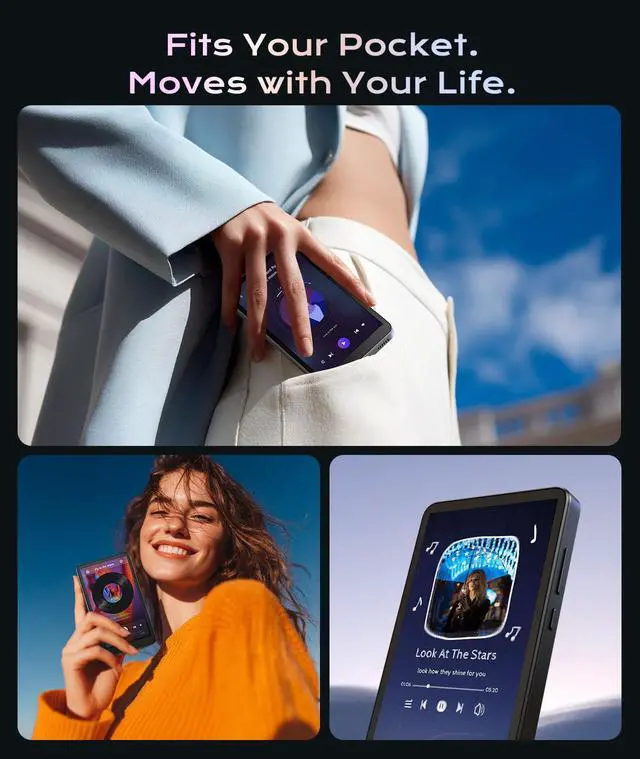 Alt view image 6 of 7 - 128GB MP3 Player with Bluetooth and WiFi, Android 14 MP3 Player for Kids, HiFi Spotify Player with Lossless, 5.5" Touchscreen Portable Music Player, Multi-Format, Parental Lock, 3000mAh, Up to 1TB