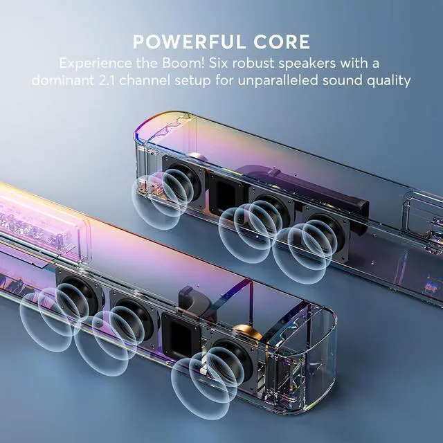 Alt view image 3 of 7 - 2.1 CH Dolby Atmos Soundbar, 37 Inch 6-Drv Sound Bar for TV w/HDMI-ARC/BT | Built-in Subwoofer, 3D Surround Sound 3 EQ Modes for Custom Audio