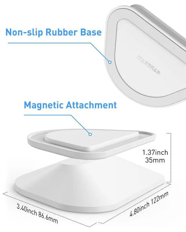Alt view image 3 of 7 - Stand for Echo Show 5 (3rd Gen), Adjustable Tilt Swivel Stand Anti-Slip Base Strong Magnetic Compatible with 2023 Release Show 5 Smart Speaker- White