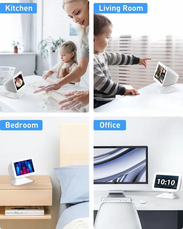 Alt view image 7 of 7 - Stand for Echo Show 5 (3rd Gen), Adjustable Tilt Swivel Stand Anti-Slip Base Strong Magnetic Compatible with 2023 Release Show 5 Smart Speaker- White