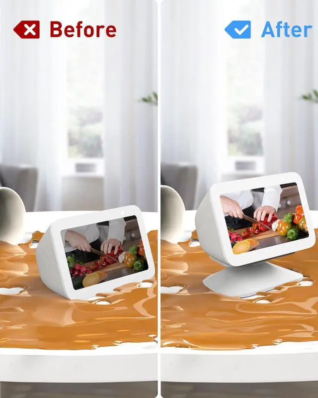 Alt view image 4 of 7 - Stand for Echo Show 5 (3rd Gen), Adjustable Tilt Swivel Stand Anti-Slip Base Strong Magnetic Compatible with 2023 Release Show 5 Smart Speaker- White