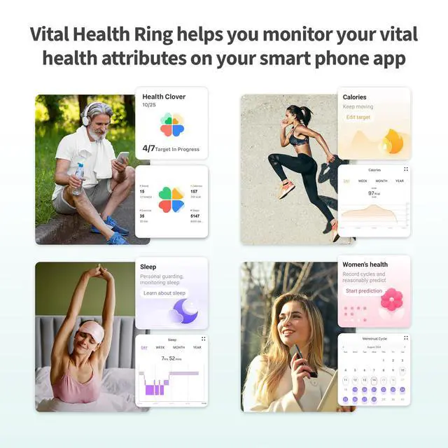 Alt view image 3 of 7 - Vital Health Smart Ring for Women Rings for Men Fitness, Black, Size 6 | Fitness Tracker Ring with Sleep Monitor, Heart Rate & Activity Tracking, App Connected for Women and Men, Black Size 6